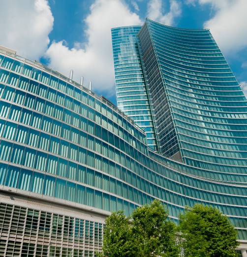 Office towers with glass facades